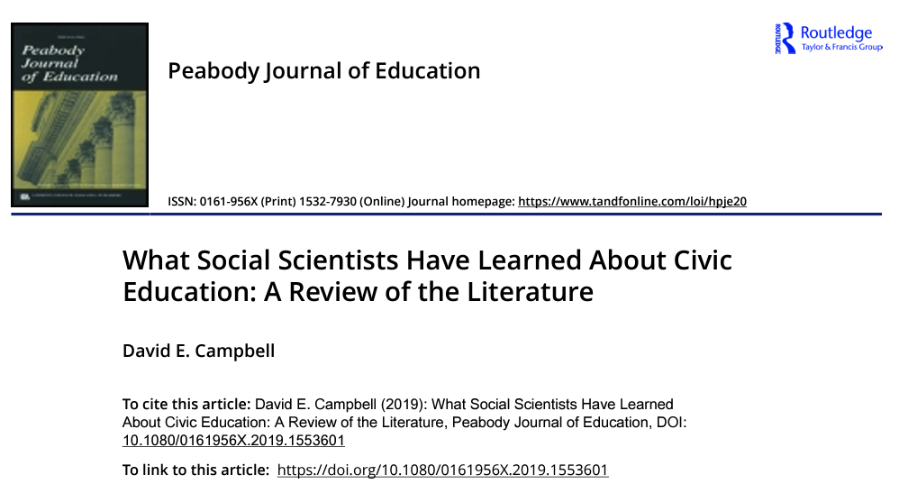 What Social Scientists Have Learned About Civic Education