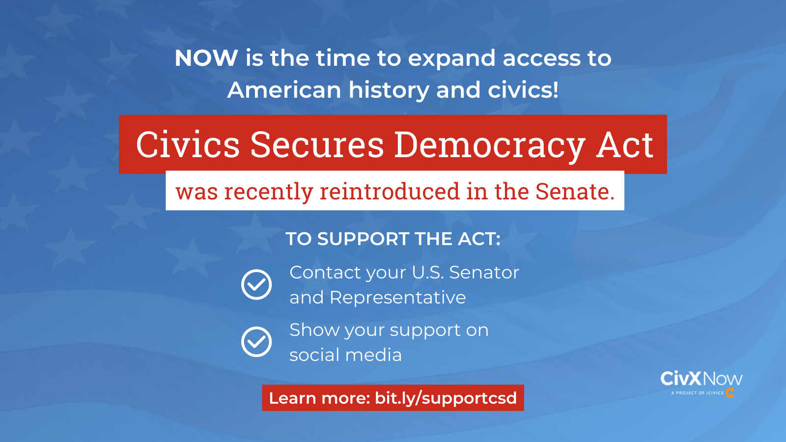 Civics Secures Democracy Act reintroduction social graphic
