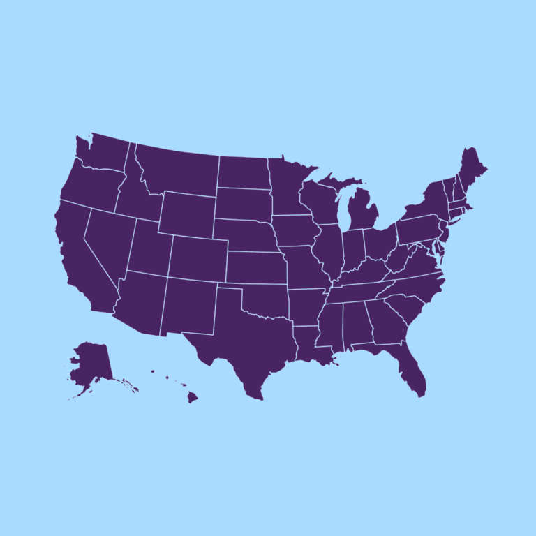 U.S. map with states outlined