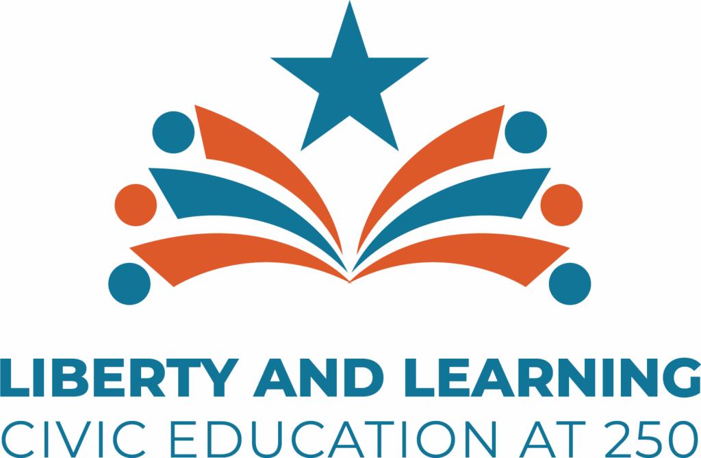 Liberty and Learning: Civic Education at 250 Civic Learning Week National Forum logo with stylized book people and star